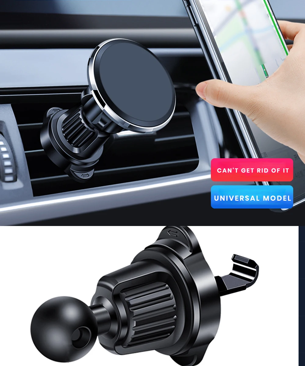 

Magnetic Suction Car Mobile Phone Bracket Aluminum Alloy Car Air Vent Strong Magnet Adjustable Mobile Phone Bracket
