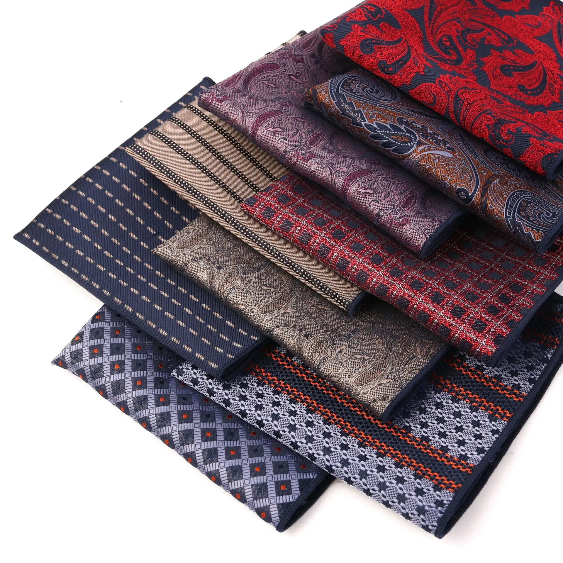 Wine Wedding Handkerchief For Mens Suit Pocket Square Wine Red Paisley Stripe Hanky Wedding Women Men Handkerchief Accessories