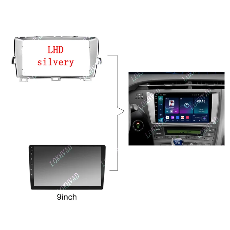 Pannello fascia per autoradio da 9 pollici per Toyota Prius 2009 - 2013 Telaio stereo LHD ang RHD