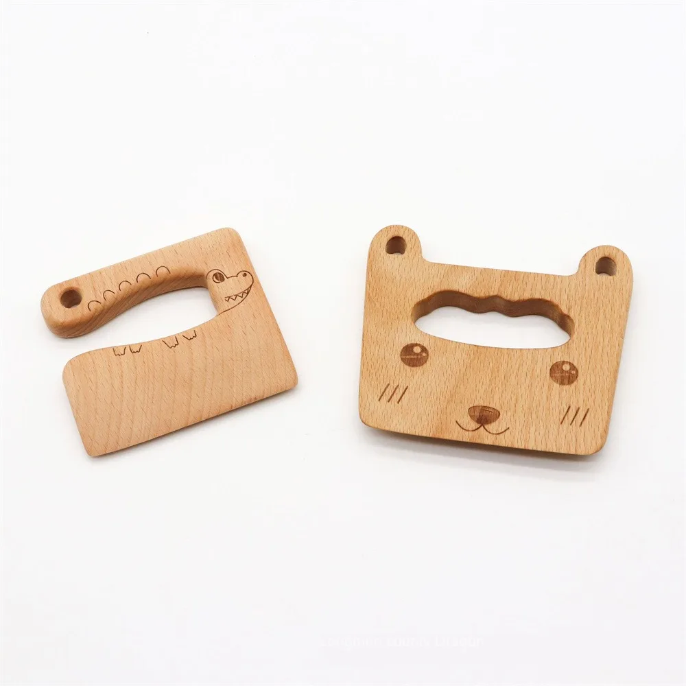 1/2/4PCS Safe Kitchen Cutting Toy Kids Wooden Cooking CutterFish-Shaped Children\'S Kitchen Tools Cute Vegetables Fruits Knife