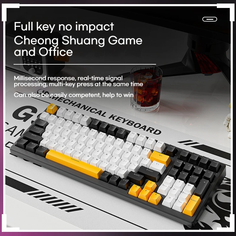 G99 Three Mode Bluetooth Mechanical Keyboard 99 Key Mechanical Shaft Type-C Key Wire Separation E-Sports Game Player Home Office