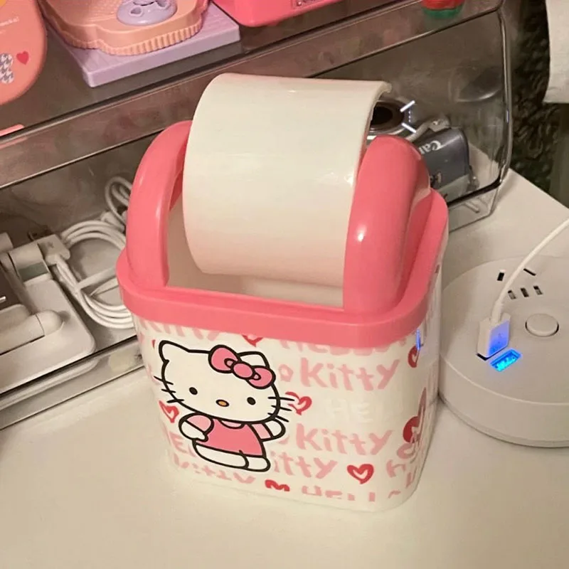 Sanrio Hello Kitty Mini Small Waste Bins Desktop Garbage Basket Home Table Plastic Trash Can Office Supplies Storage Box Gifts