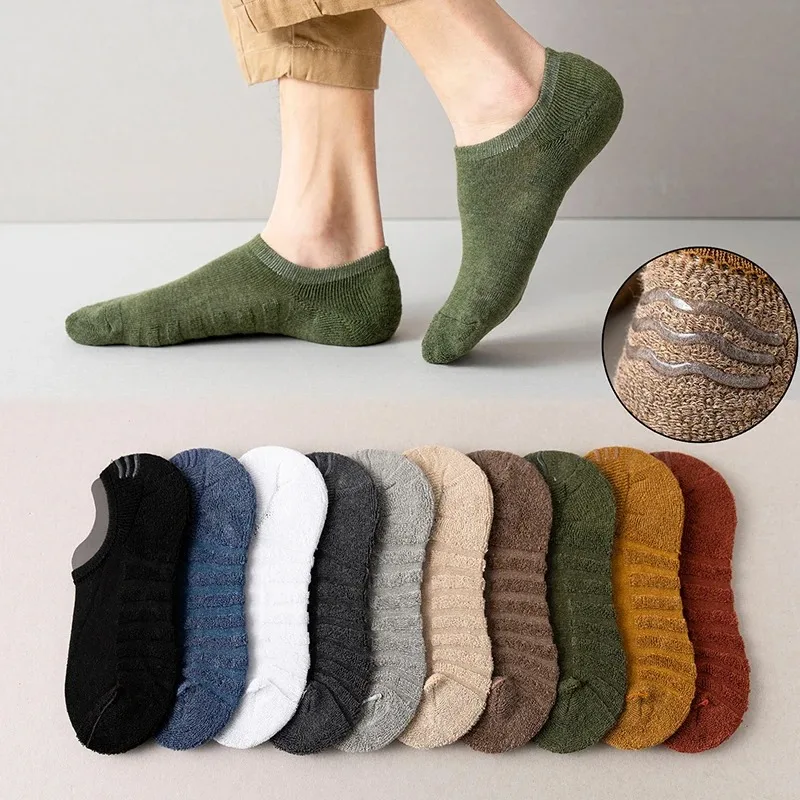

5 pairs of men's cotton ankle casual socks, soft, comfortable, non-slip, breathable, low-cut summer and autumn men's socks