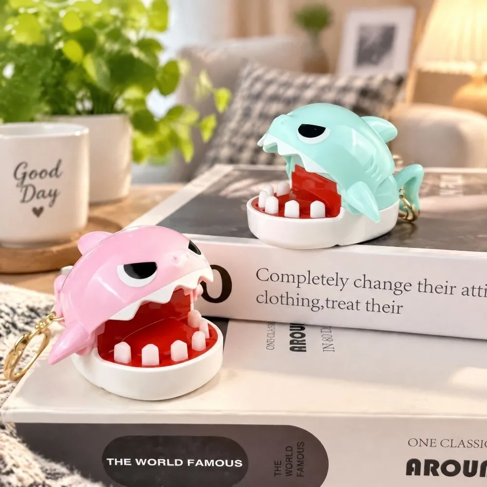 Cartoon Shark Keychain Various Colors Small Shark Keyring Creative Biteable Finger-Biting Keychain Spend Time Together