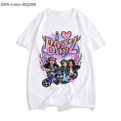 Bratz T Shirt Women/Men Cartoon Print Harajuku T-shirt 100% Cotton Pink Tops 2022 Summer Girls Fashion Short Sleeved Tees Bratzs