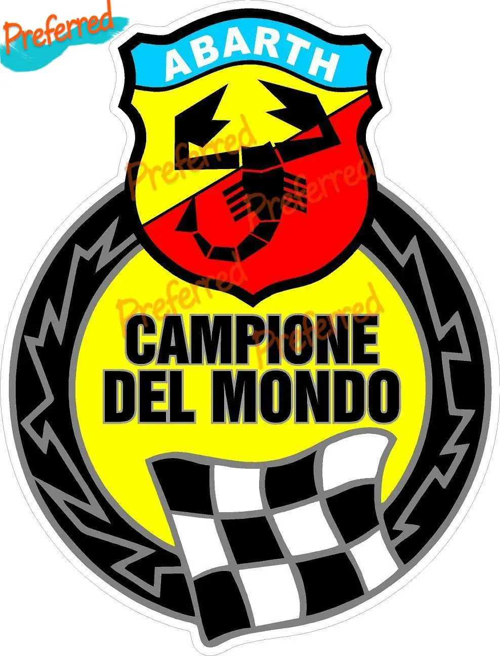 Abarth Campion Del Mondo Badge Decals Laminated Car Sticker Decal Decoration KK-all Sizes Waterproof PVC Boutique Decals