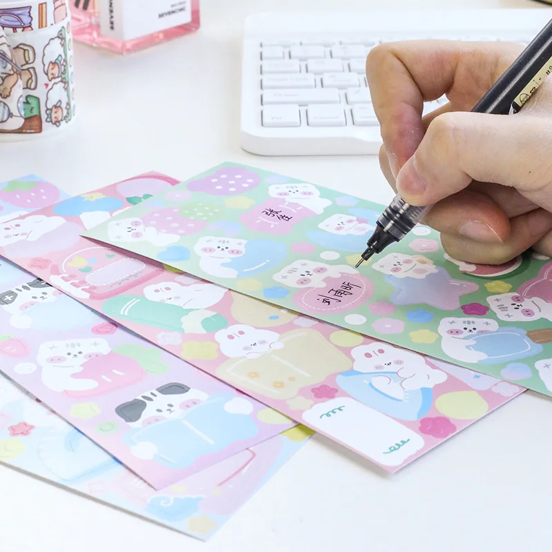 MOHAMM 4 Sheets Cute Writable Name Labels Sticker for Marking Objects Kids School Essentials Diary Stationery Material