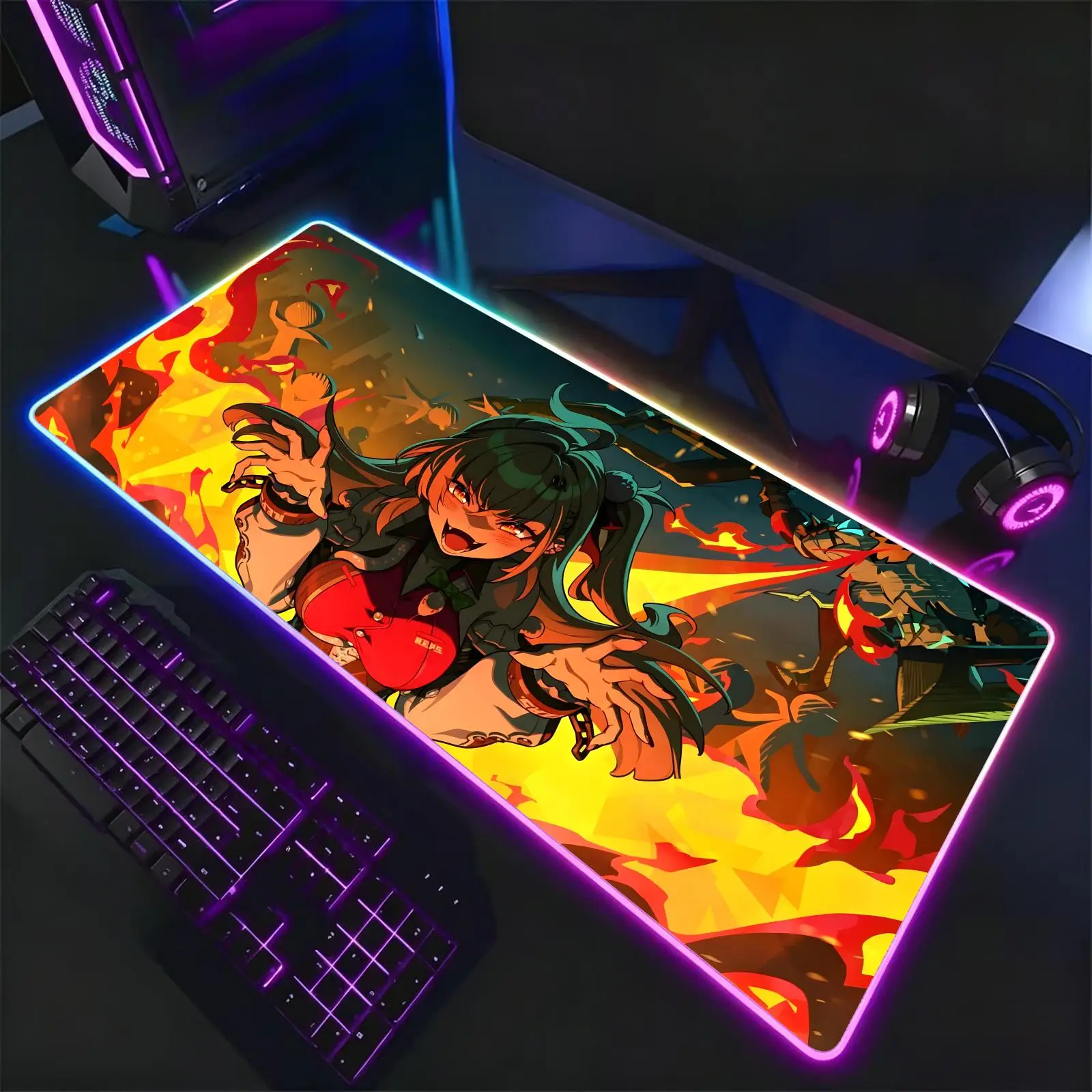 Mouse Pad RGB Color Changing Gaming Mouse Pad, Stitched Edges, XXL Large Keyboard Desk Mat Zenless Zone Zero Cissia