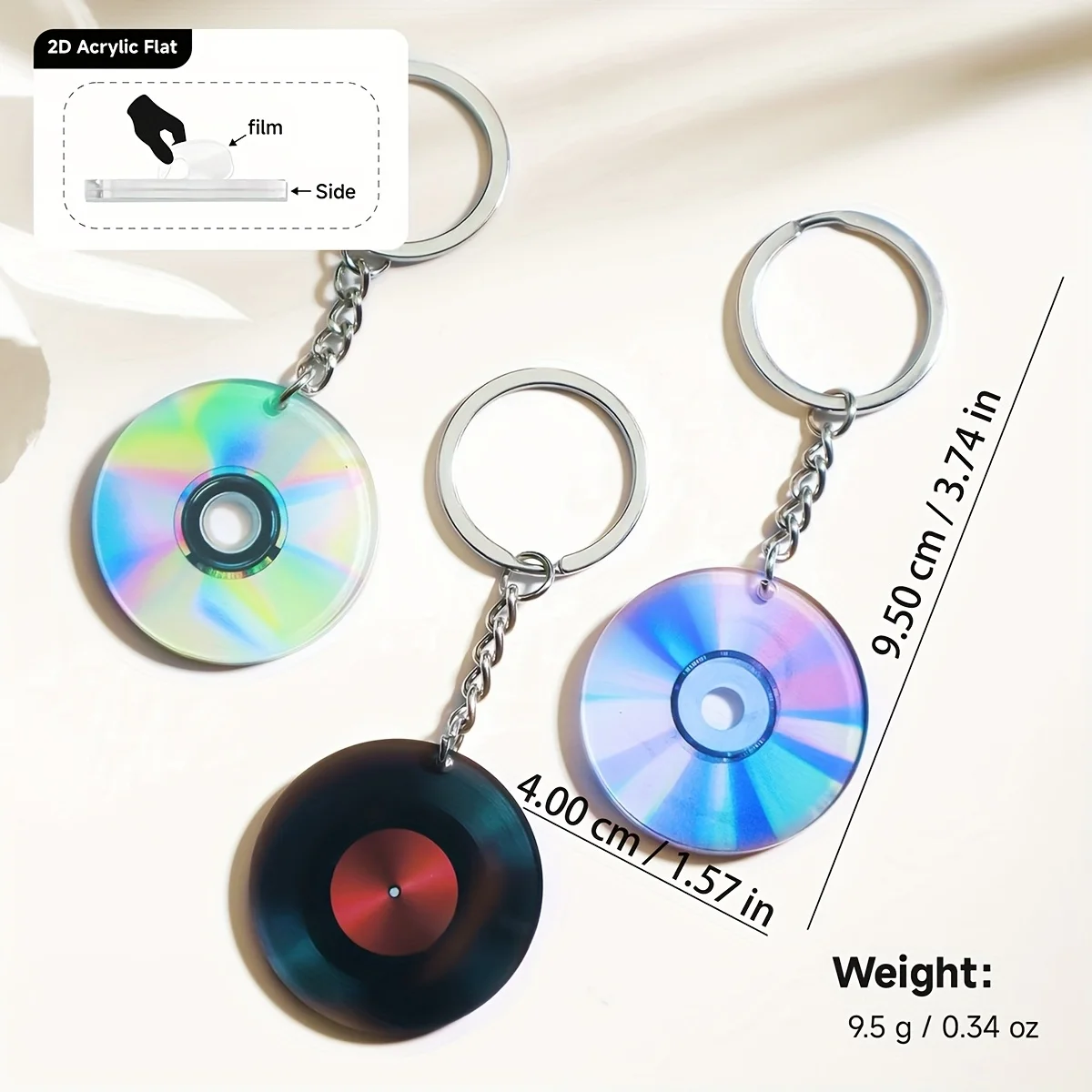 2D Flat Design, 1 Mini Music Cd Pattern Keychain/Hanging Ornament/Bag Pendant |   Unique Birthday and Holiday Gifts |   Small Accessories |   Daily Wear |   Thickened Acrylic Material with Double-Sided Sandwich Printing Technology, 2D Flat Surface.