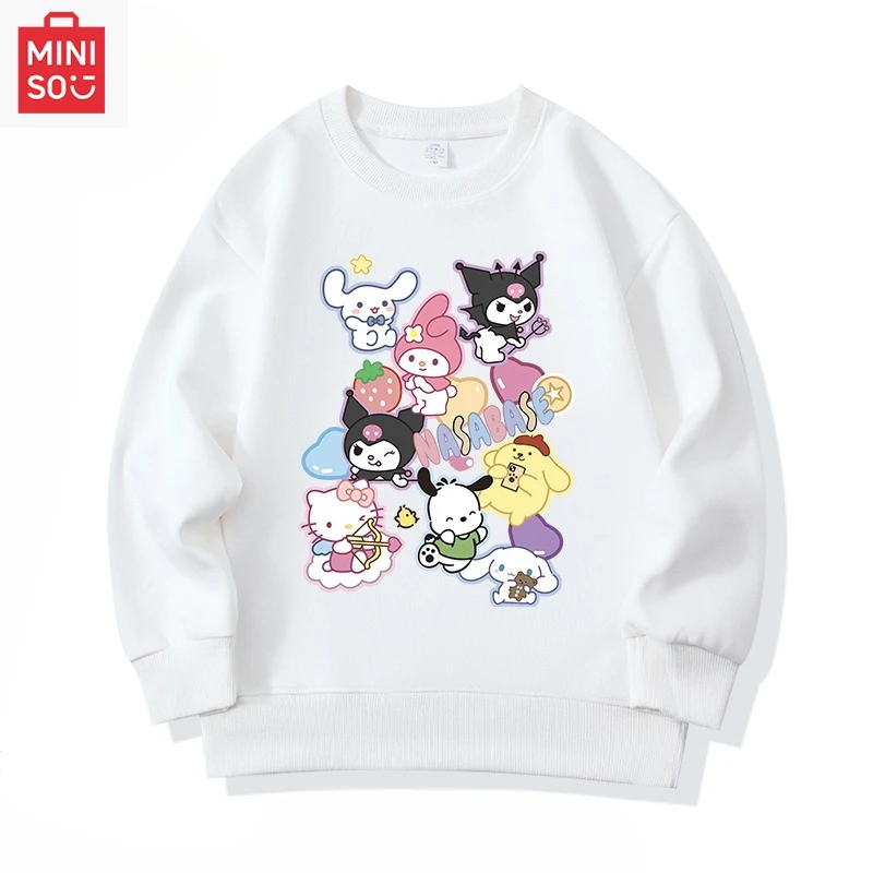 

MINISO collaborates with Sanrio Company Ltd Printed hoodies with long sleeves loose and cartoonized casual wear for men women