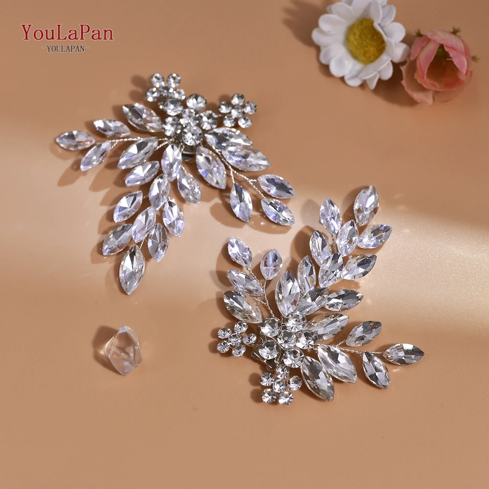 TOPQUEEN Shiny Rhinestone Shoe Clip Women Wedding High Heels Decoration Banquet Party Shoes Accessories Bride Shoe Buckle HX50