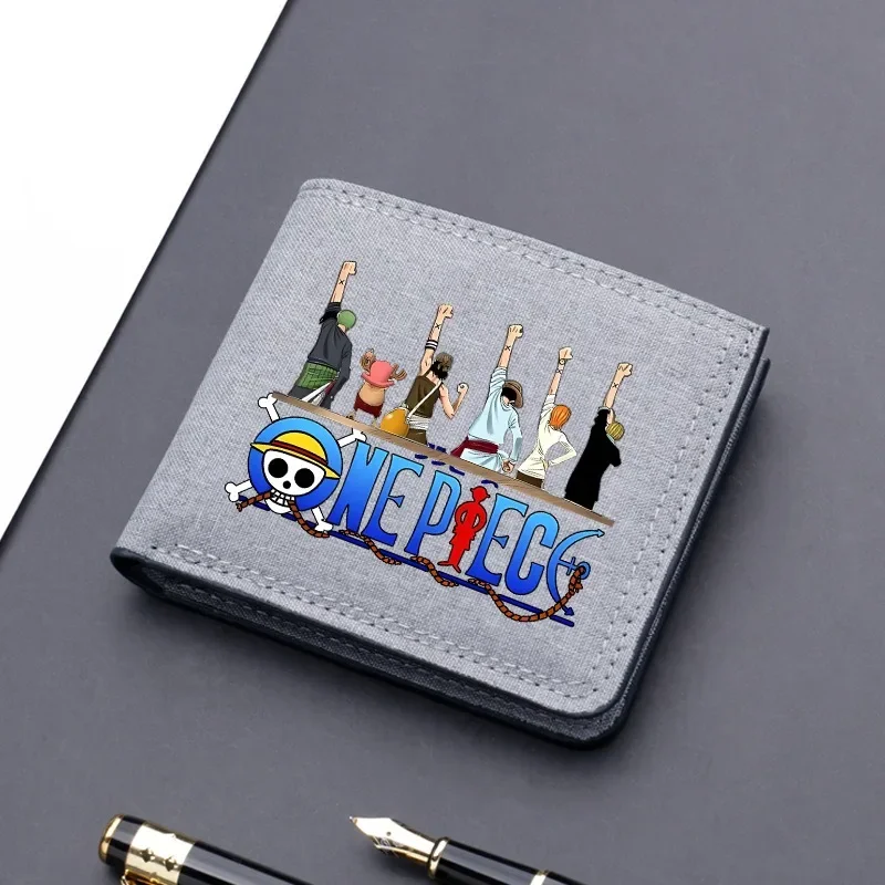 One Piece Men Wallets Multi-card Slots Purses Boys Cute Wallet Cartoon Anime Graphic Print Portable Purse Birthday Party Gifts