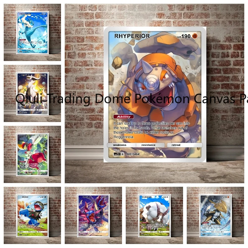 Anime Pokemon Canvas Painting Sword & Shield Evolutions V Vmax Poster and Print Watercolor Wall Art Picture Home Decor Gifts