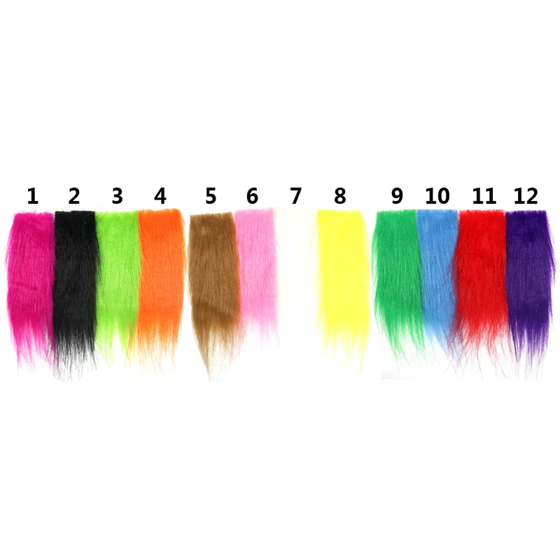 Wifreo 12 opakowań Mix kolorów Długie włókno do wiązania much Craft Fur Streamer Bait Fish Fly Tying Material Furable Soft Synthetic Fiber — zdjęcie 6