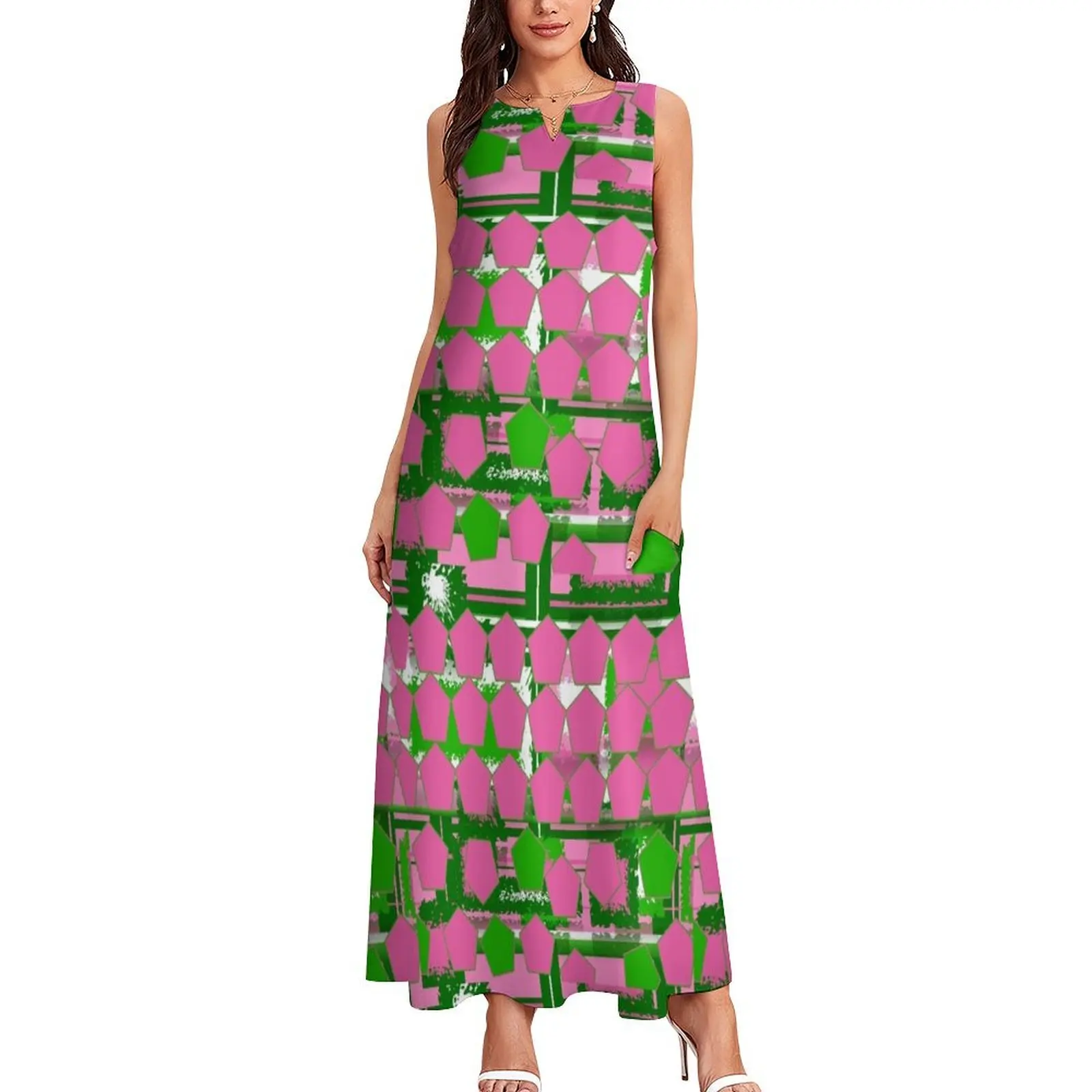 Pink & Green Fashions & Products Long Dress luxury evening dresses for women 2025 Dress for girls Women dresses summer Dress