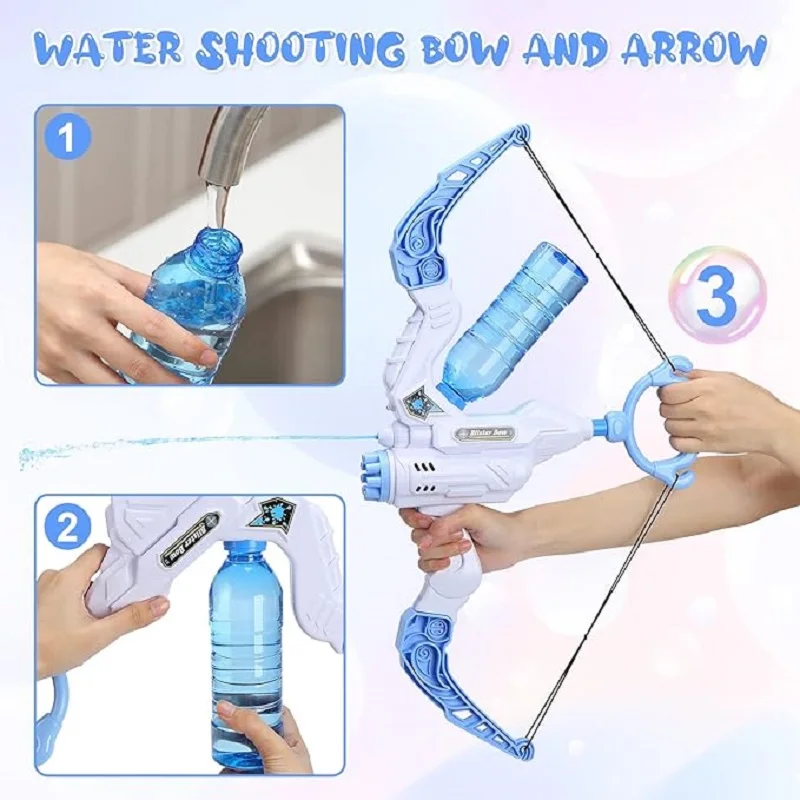 Bubble Machine Gun Upgraded Bow and Arrow 2 in 1 Bubble Water Blaster Light Up Bubble Machine Outdoor Toys Wedding