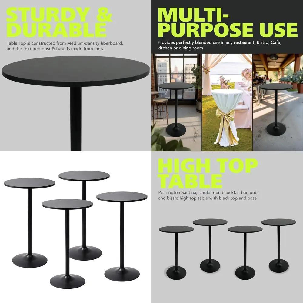 

Черный комплект из 4-х круглых барных столов для паба