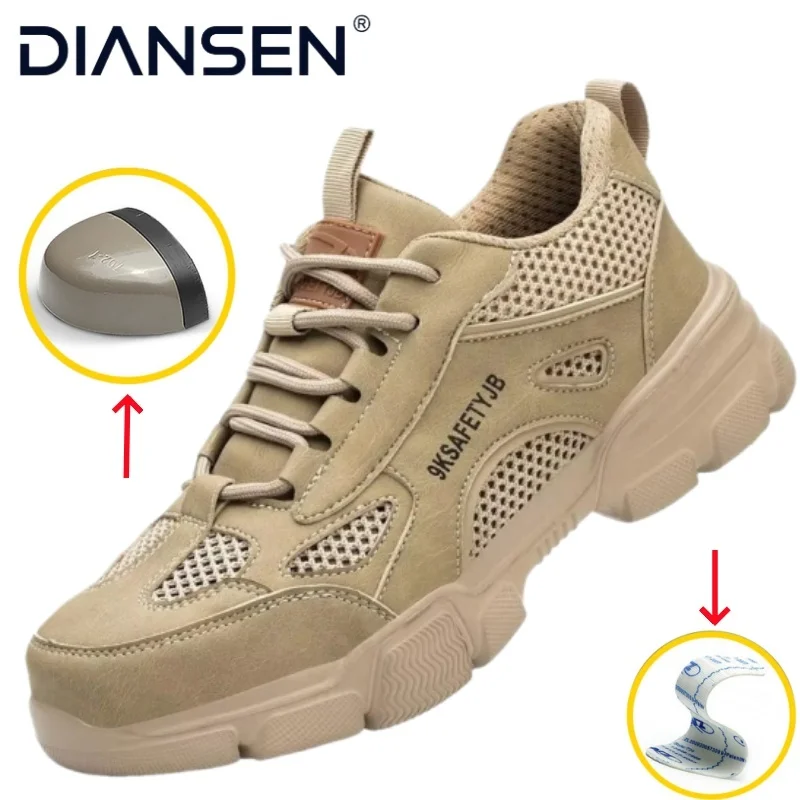 Hollow-Out Design Safety Shoes Steel-Toe Anti-Smashing Men's Work And Sports Shoes Lightweight Comfortable, Durable Safety Shoes