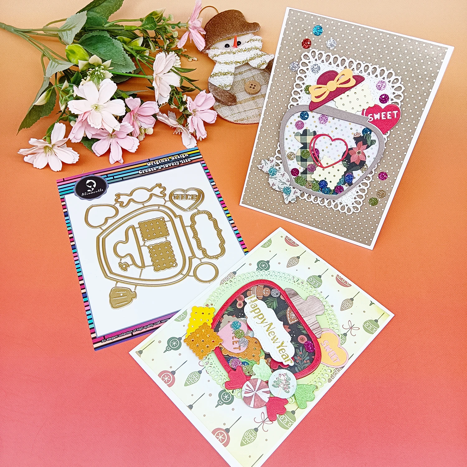 Bonbonglas, Metall, gestanzt, goldene Stanzformen für Geschenk, Papier, Handwerk, handgefertigte Kartenherstellung, DIY-Grußkarten, Scrapbooking und Album