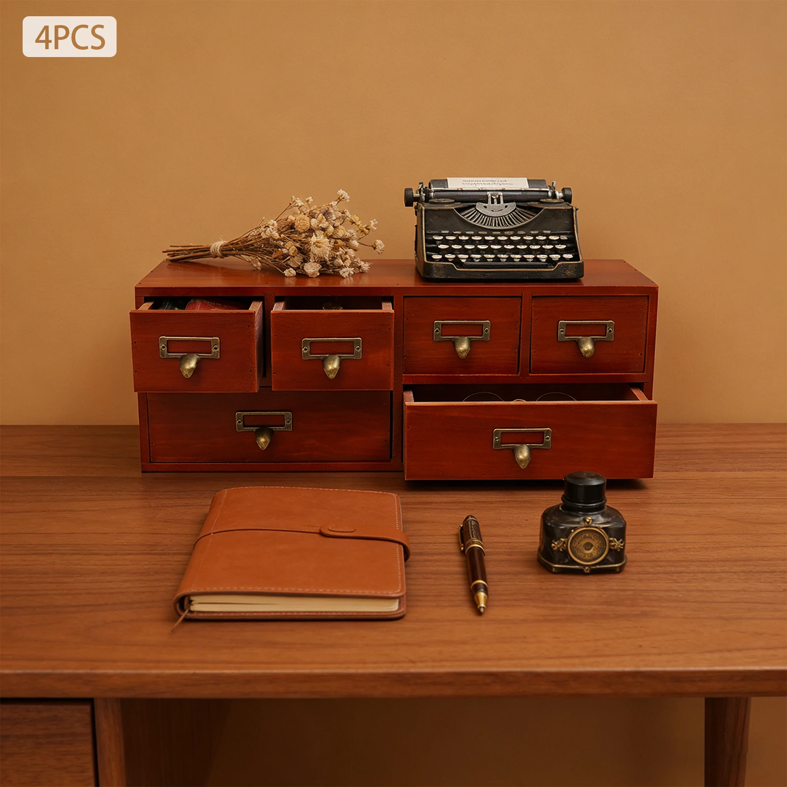 

50*14.9*72cm Brown Retro Desktop Organizer Spacious Drawer Organizers Wood Desktop Organizer for Living Rooms Bedrooms
