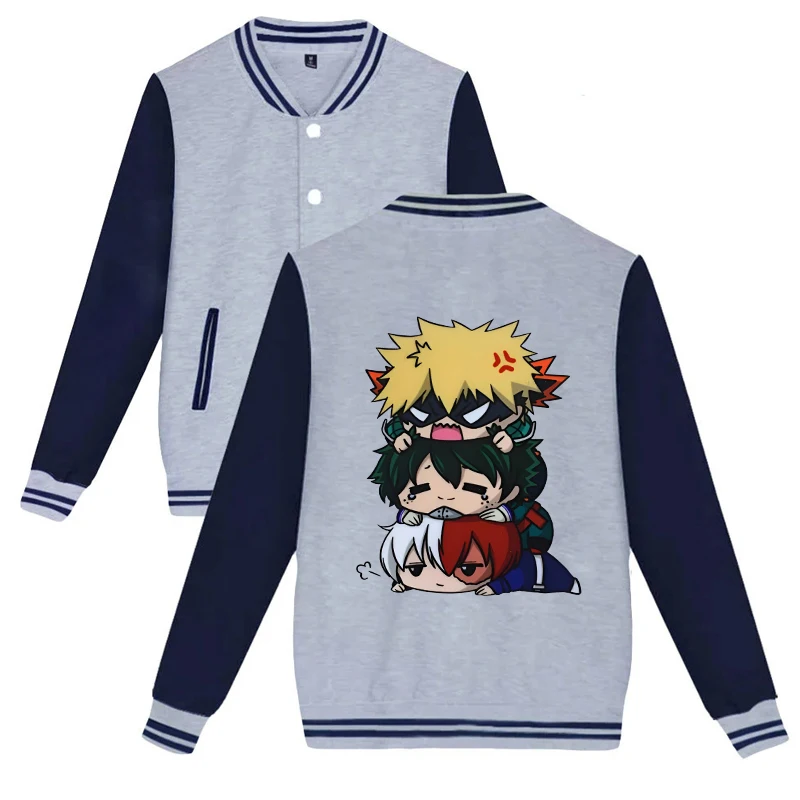 New Deku Bakugou Katsuki Todoroki Shoto Print Sweatshirts Women Men Casual Baseball Jacket Harajuku Jersey Coat