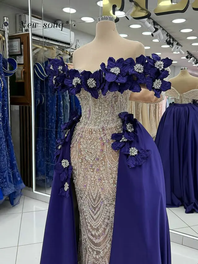 Twee stukken bloemen off-shoulder galajurken 2026 elegante formele kristallen kralen bruiloftsgast feestkleding op maat