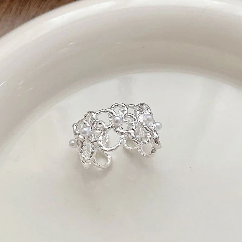 GANPUP Minimalistische Geometrische Geflecht-Verstellbare Fingerringe für Frauen, Modischer Neuer Silberfarbener Schmuck, Geschenk für Party und Büro кольцо – Detail 5