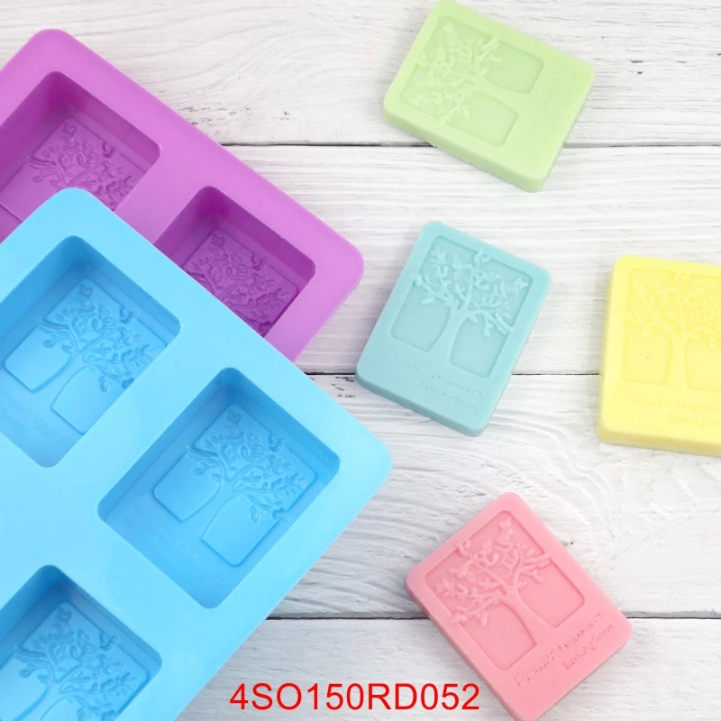 20PCS/LOT ReadStar 4SO150RD052 4 Cavities Tree Shaped Soap Cake Silicone Mold 4 Holes Baking Mould DIY Soap Mold