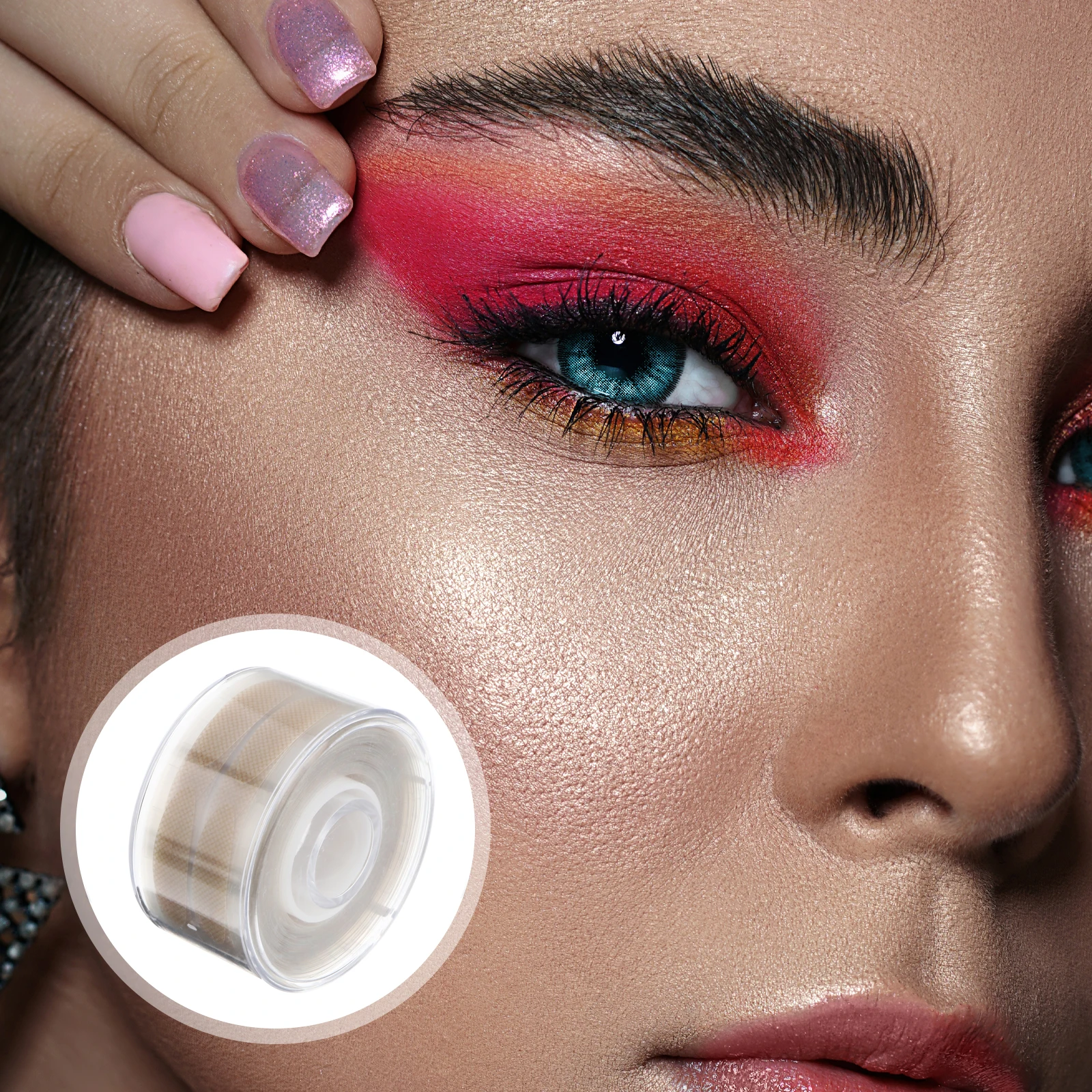 เทปติดเปลือกตาสำหรับผู้หญิง แบบเส้นใยสองชั้น มองไม่เห็น ยกกระชับ แถบกาวเสริมความงาม อุปกรณ์เสริมแต่งหน้า