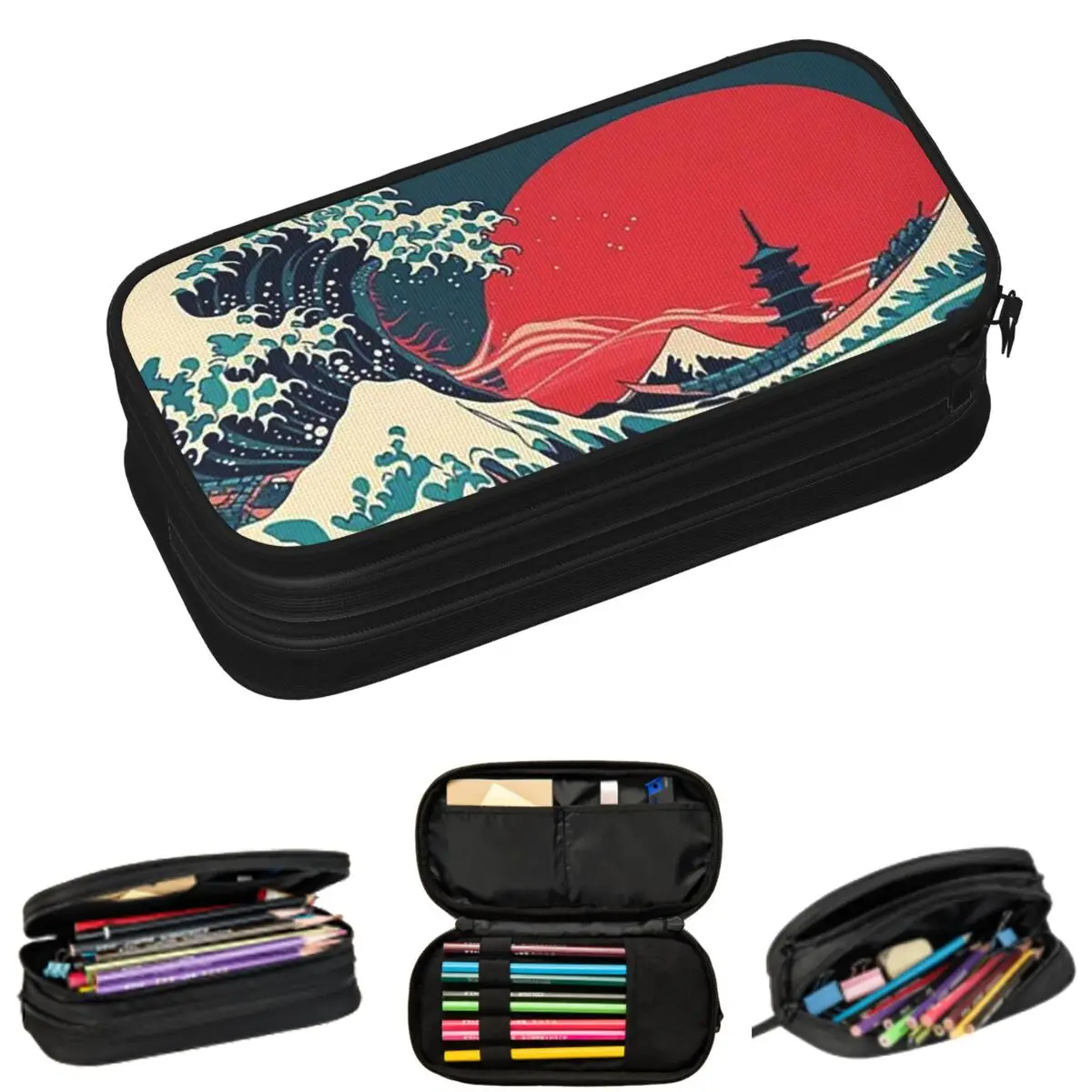

Cute Ocean Waves And Sunset Pencil Cases for Student Gifts Pen Box Pencil Bag Large Capacity Pencil Pouch