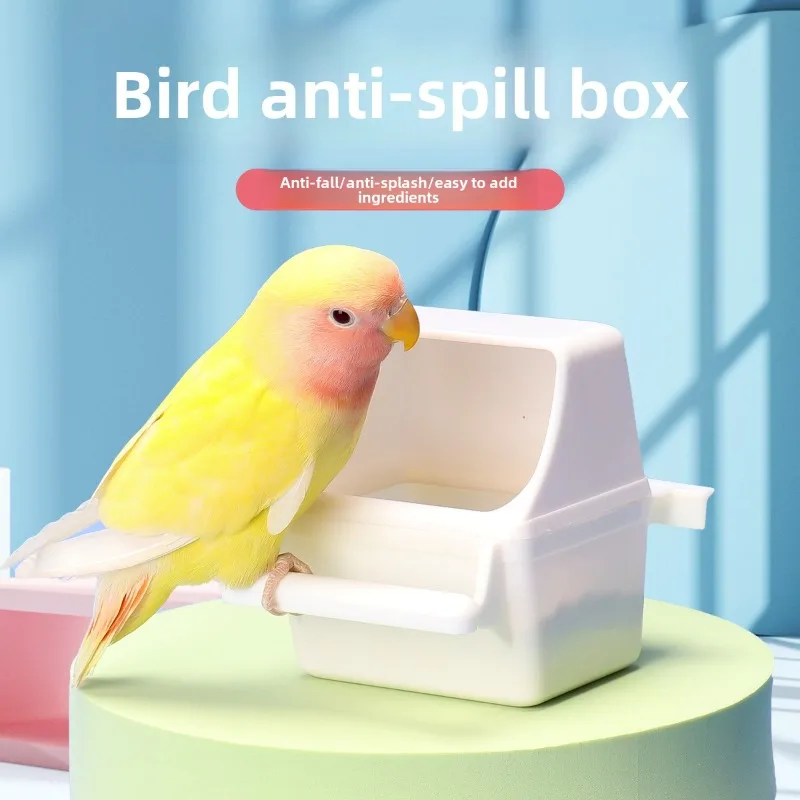

Bird Feeder No Spill Parrot Cage Food Cup Water Dispenser Cockatiel Budgie Anti Scatter Plastic Bowl Hanging Pet Bird Supplies