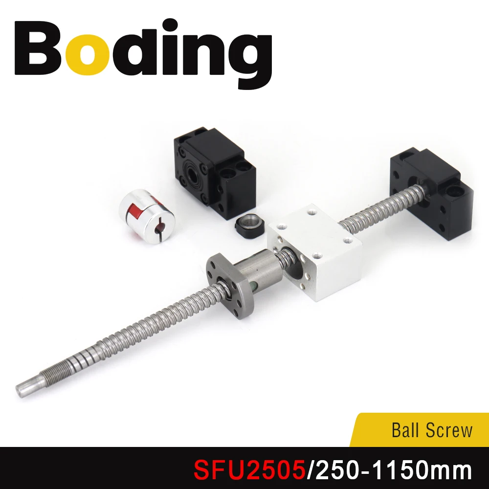 Boding SFU2505 Ballscrew Set Ball Screw Nut Bk BF20 End Machined Nut Holder Coupling For Cnc  3D Printer