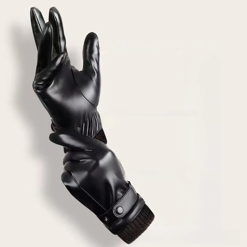 قفازات جلدية شتوية للرجال والنساء - مبطنة حرارية مقاومة للماء تعمل باللمس لركوب الدراجات النارية ومقاومة للبرد وركوب الدراجات والتزلج