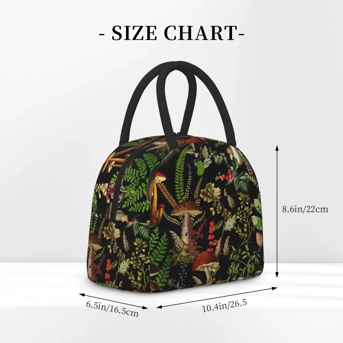 Black Botanical Night Garden Insulated Lunch Bag for Women Children Portable Food Boxes Thermal Lunch Box Tote