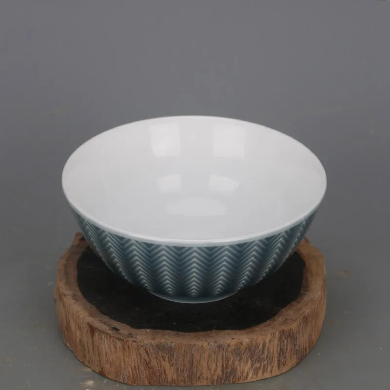 Jingdezhen Handmade Melon Ribbed Zigzag Pattern Small Porcelain Bowl Vintage Home Decor Tableware