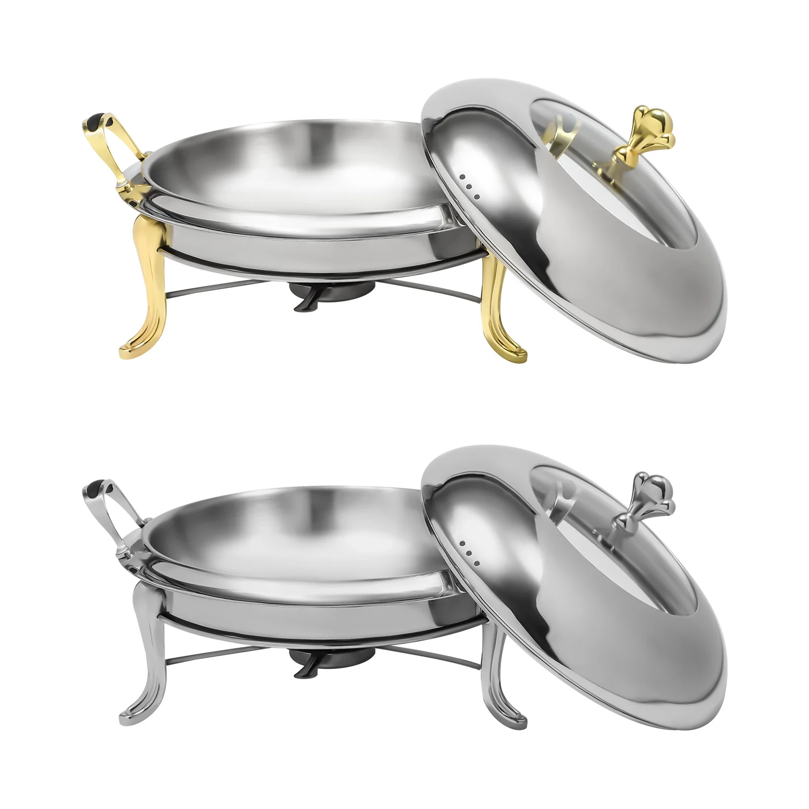 Stainless Steel Chafing Dish, 5L, Gold Color, Dust-Proof Lid, Side Handles for Catering, Buffet & Parties