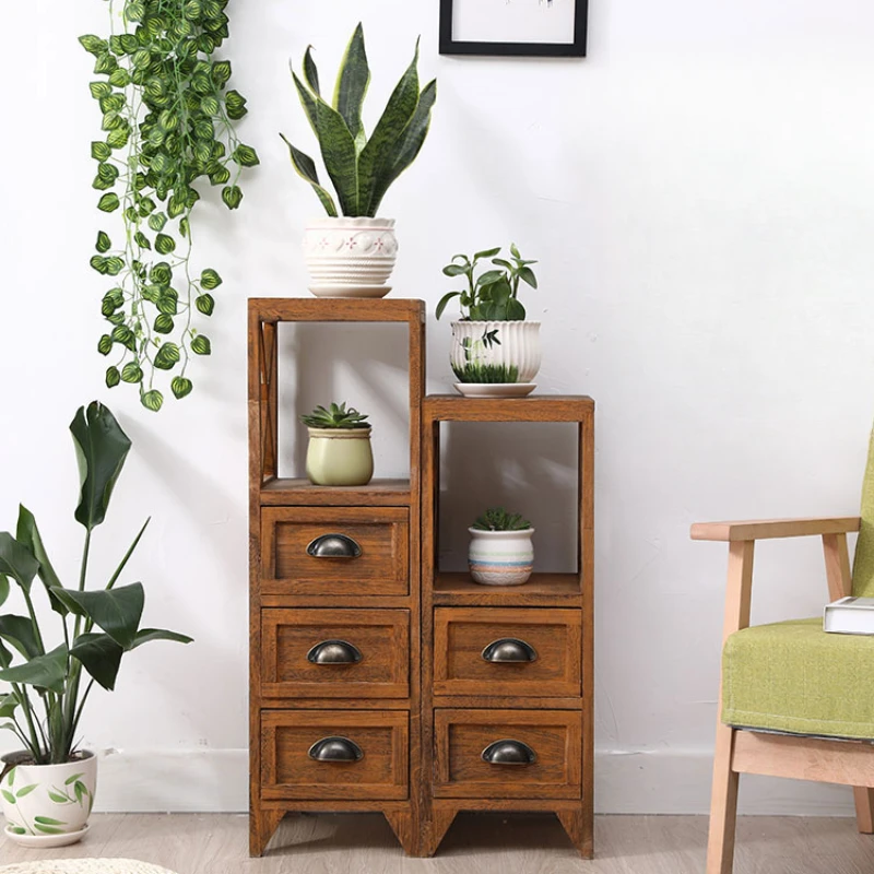 Ultra-Slim 10" Vintage Wooden Nightstand, Narrow Bedside Table with Adjustable Shelves