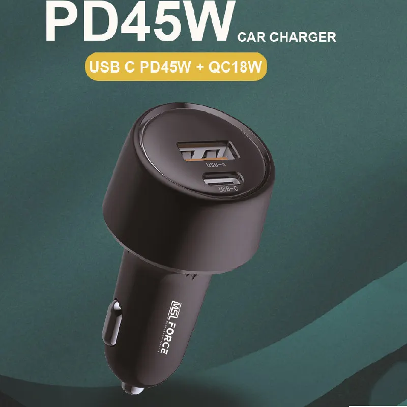 Cargador de coche PD de 45W, USB tipo C, doble puerto PD QC 4,0 3,0, carga rápida para ordenador portátil, cargador de teléfono de coche para iPhone 13 12 Samsung HuaWei