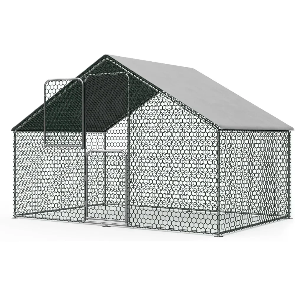 

Chicken Pens Outdoor, Metal Portable Chicken Tractor Cage Enclosure Crate Outside for Small Animals Duck Rabbit Hen, 6x10x6 FT