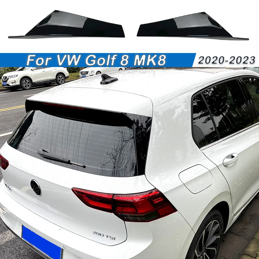 For Volkswagen VW Golf 8 MK8 GTI GTD TSI TDI 2020-2023 Rear Window Spoiler Side Wing Cover Splitters ABS Glossy Black Body Kit