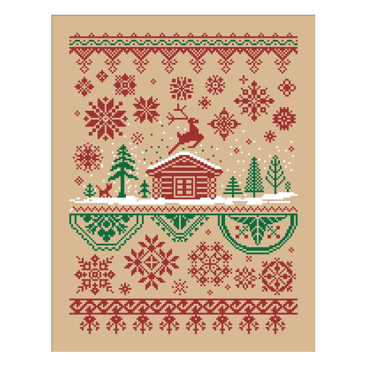 كوخ الغزلان في ندفة الثلج عبر الابره عدة الشتاء الثلوج الكرتون 18ct 14ct 11ct الكتان الكتاني قماش خياطة التطريز DIY بها بنفسك #3