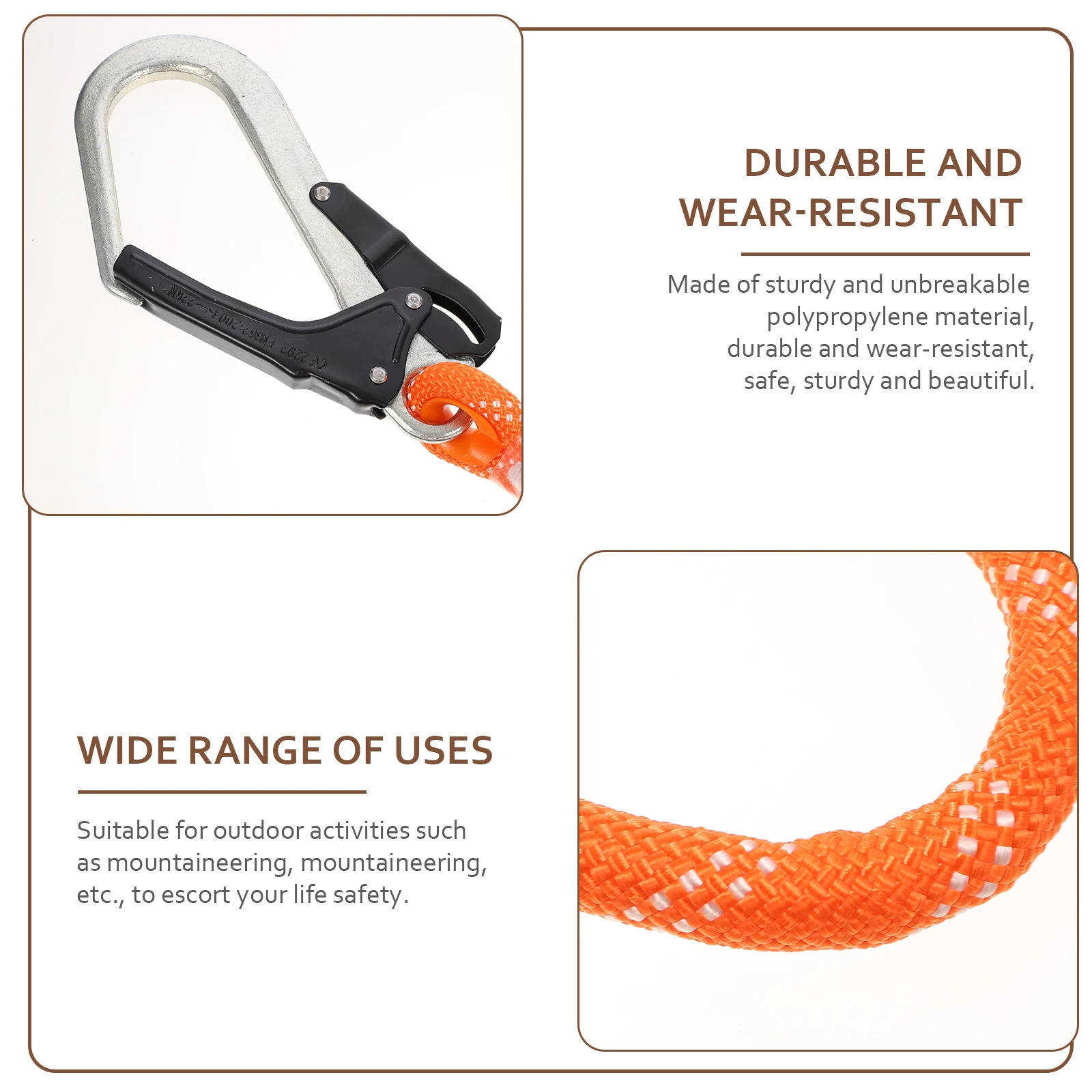 

Safety Rope Sturdy Polypropylene Climbing Harness Durable Wear Resistant Lightweight Powerful Hooks Mountaineering