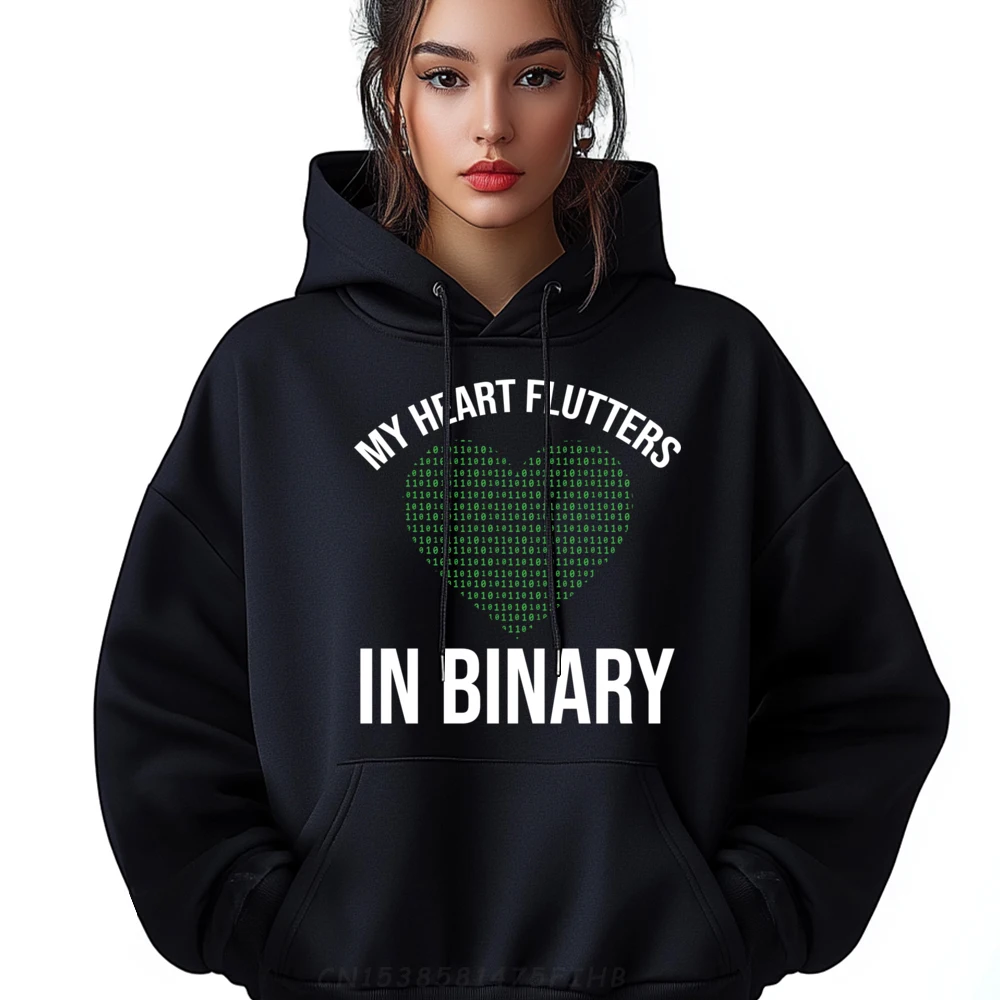 My Heart Flutters In Binary Programmer Computer Sweatshirts Graphic Tee Sweatshirts Hoodies Harajuku