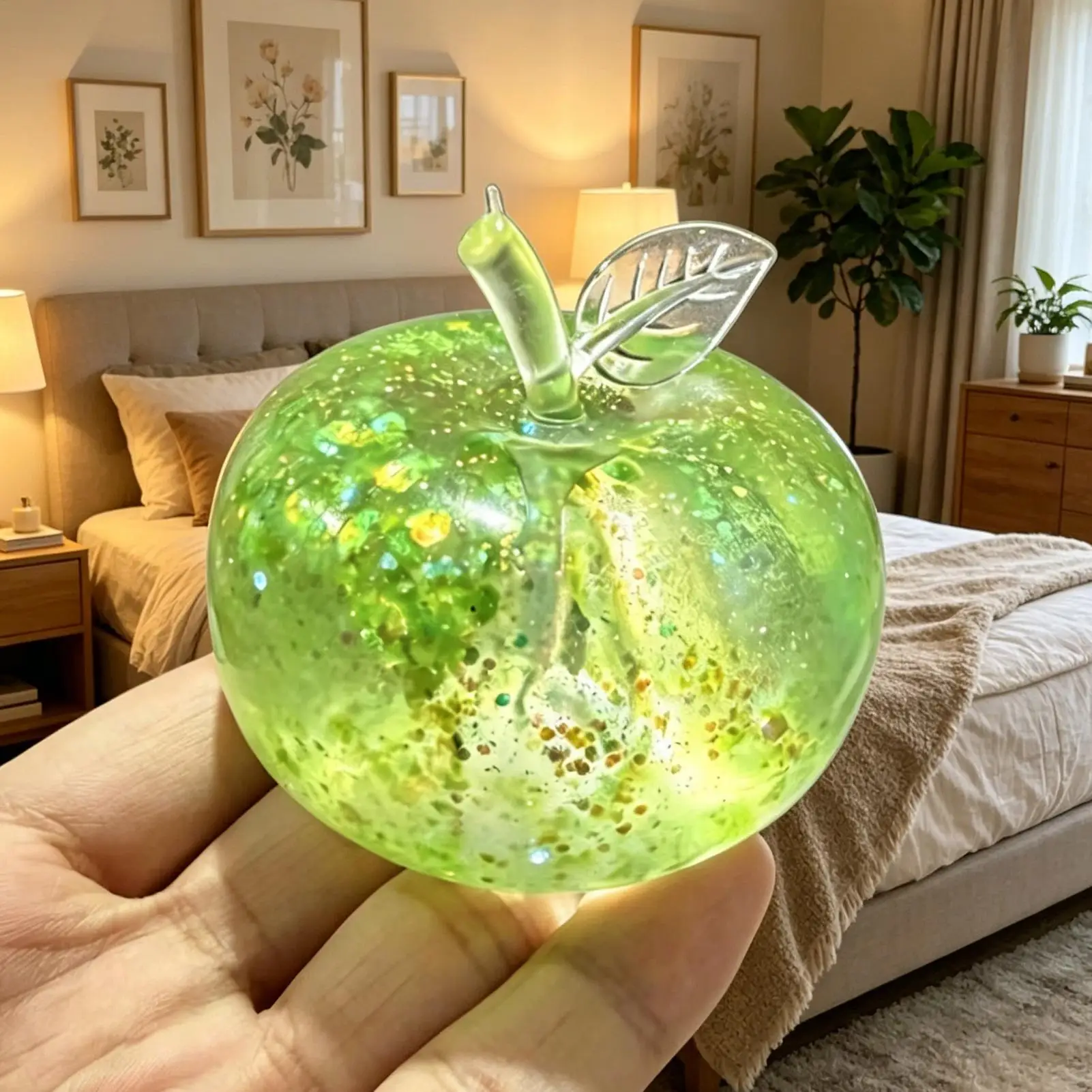 Slow Rising Fruit Sequin Realistic Squeeze Fidget Toy Soft, Slushy Apples Toy To Squeeze Soft Fluffy Apples Toy Bouncy Fruit Toy
