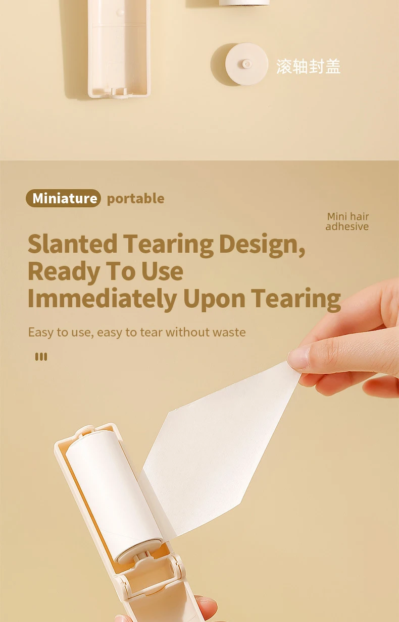 Mini Faltbare Fusselrolle Tragbarer Klebriger Tierhaar-Entferner Abreißbares Klebepapier Staub- und Fluschenreiniger für Kleidung Sofa Reisegebrauch – Detail 11