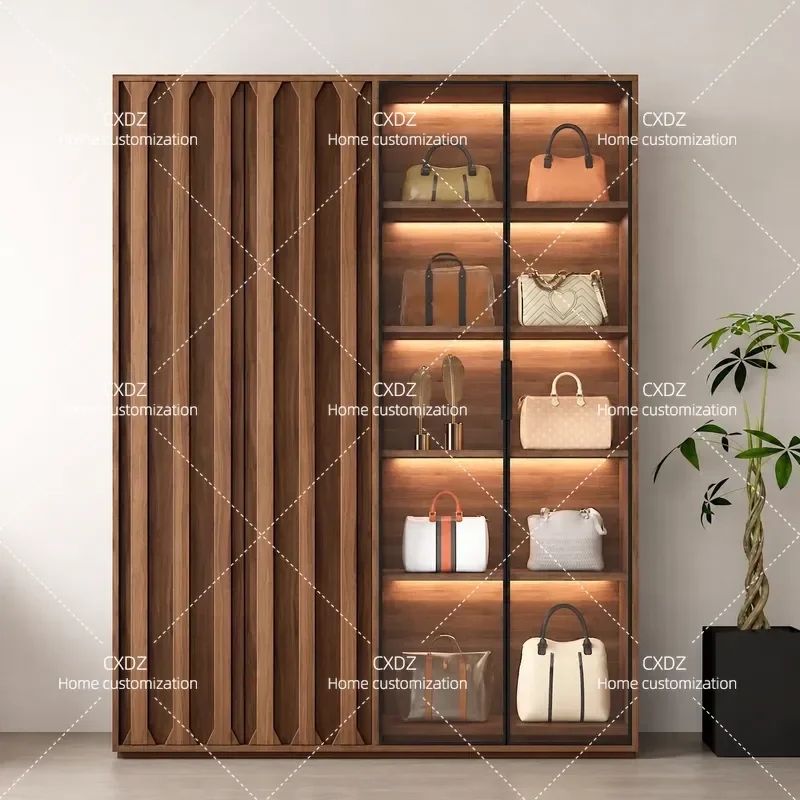 Solid Wood Wall Mounted Storage Cabinet for Living Room Bedroom Office File Organizer Display Shelf Home Furniture