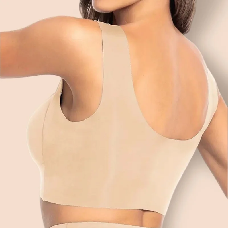 4er-Pack nahtlose rückenfreie BHs für Damen. Einteiliges Design, gepolstert und ohne Bügel. Dünnes, hautfreundliches Material mit nicht beruhigendem Material