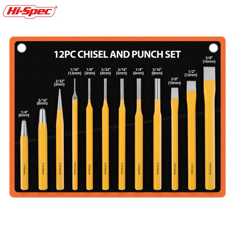 Hi-spec-punch Tool Chisel Conjunto para Carpintaria Chisel Sharpener Center Punch Wood Punching Tools Acessórios