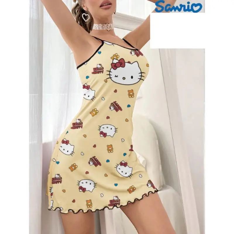 

Sanrios Cartoon Nightgown Hello Kittys Cute Pajamas Sweet Breathable Comfortable Casual Home Clothes Cartoon Gift for Girlfriend