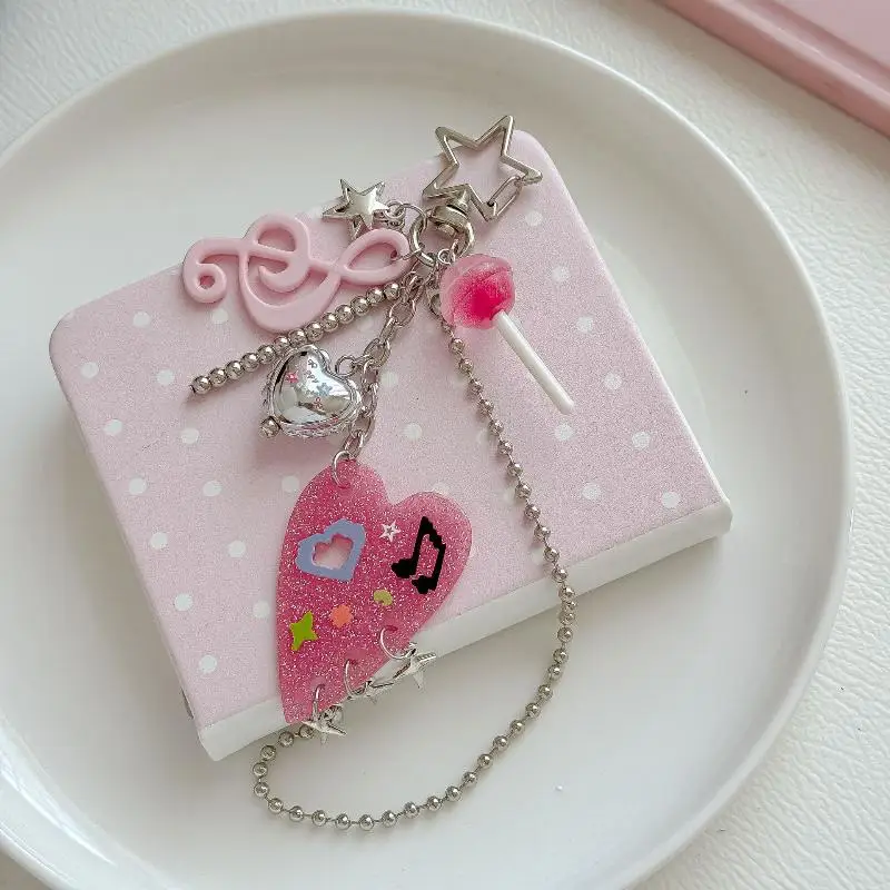 Heart Keychain Small Pendant Letter Beaded Star Decorated Bag Pendant Bag Charms  Kawaii Purse Chain Accessory